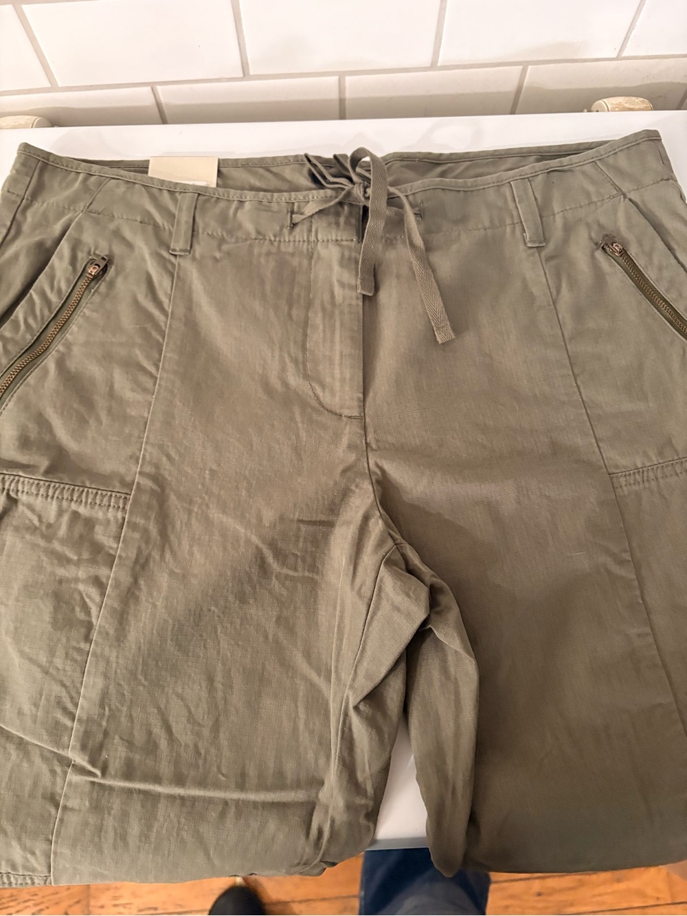 Tommy Hilfiger Olive Green Women's Cargo Drawstring Jeans